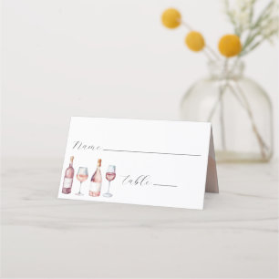 Cartão De Mesa Garrafa de Vinho em Aquarela Elegante Vino