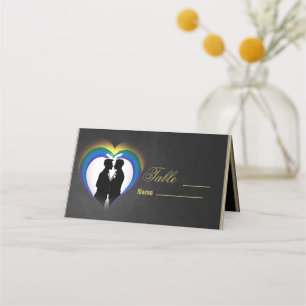 Cartão De Mesa Gay elegante silhuetas.
