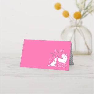 Cartão De Mesa German shepherd Cão Chá de fraldas - Garota Rosa
