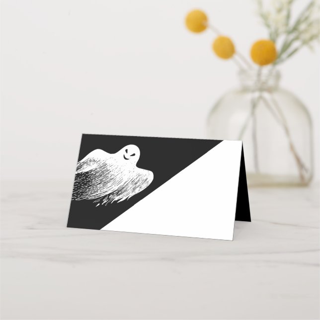 Cartão De Mesa Ghost Happy Halloween Party Name Place Card (Frente)
