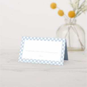 Cartão De Mesa Gingham azul bonito cheque simples chá de fraldas