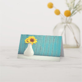 Cartão De Mesa Girassóis num vaso