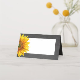 Cartão De Mesa Girassol. Casamento floral de quadro-negro. Flor