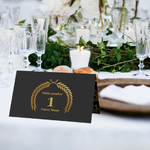 Cartão De Mesa Glam Mystical Black Dourado Nuvens Casamento Lua