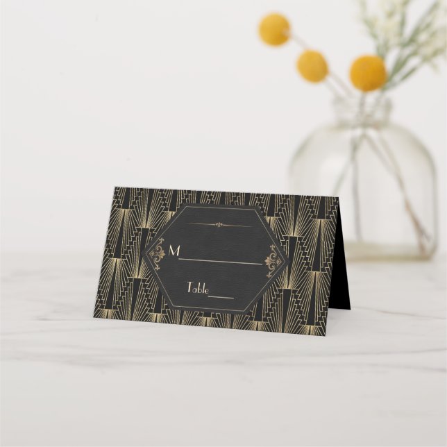 Cartão De Mesa Glam Roaring 20s Great Gatsby Art Deco Wedding (Frente)