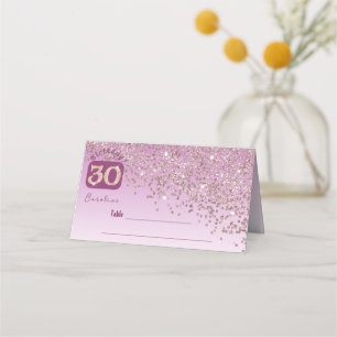 Cartão De Mesa Glitter Dourado Rosa de aniversário de 30 anos