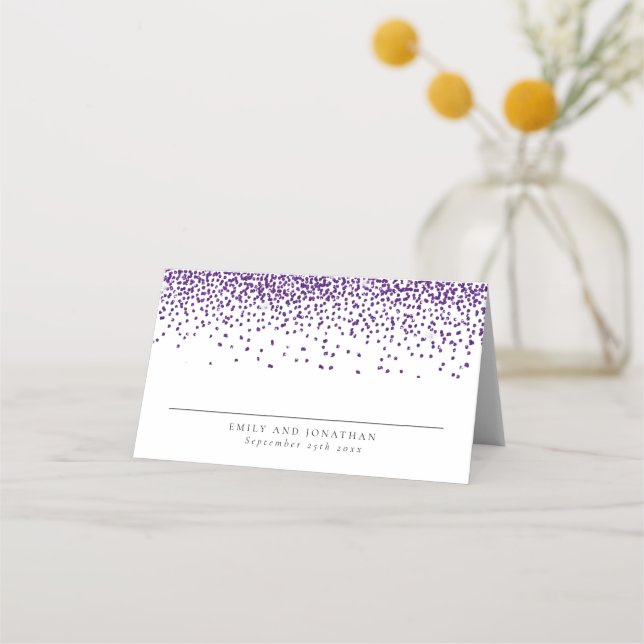 Cartão De Mesa Glitter Roxo Fazemos Casamento (Frente)