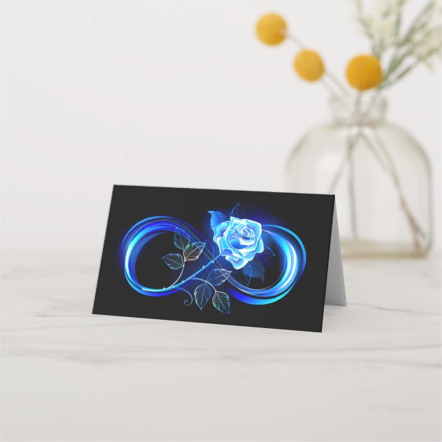 Cartão De Mesa Glowing infinity with blue rose (Frente)