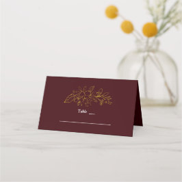 Cartão De Mesa Gold Floral Deep Burgundy Wedding Table Number