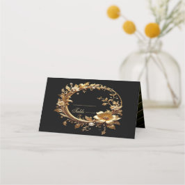 Cartão De Mesa Golden Floral Ornate Frame Place Card