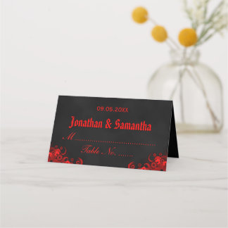 Cartão De Mesa Gótico Red Chalkboard Hibiscus Mesa Dobrada Floral
