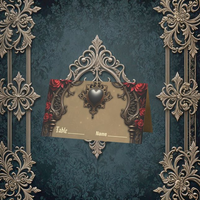 Cartão De Mesa Gótico Romance: Paixão Oculta. (Criador carregado)