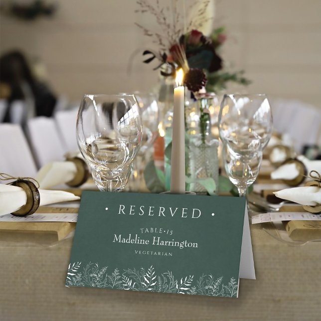 Cartão De Mesa Green  Leaves Nature Inspired Wedding Place Card (Criador carregado)