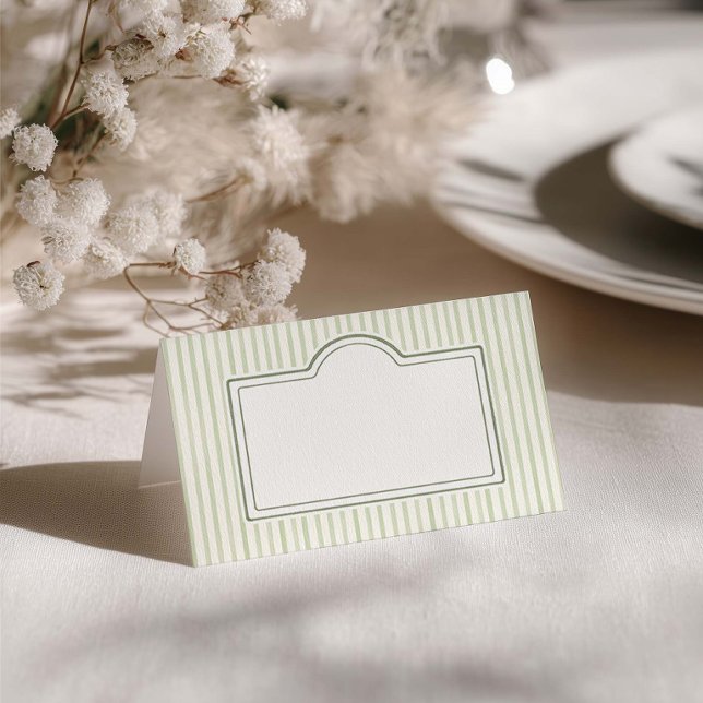 Cartão De Mesa Green Striped Wedding  (Criador carregado)