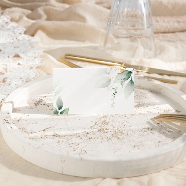 Cartão De Mesa Greenery e Dourado Casamento Eucalyptus (Criador carregado)