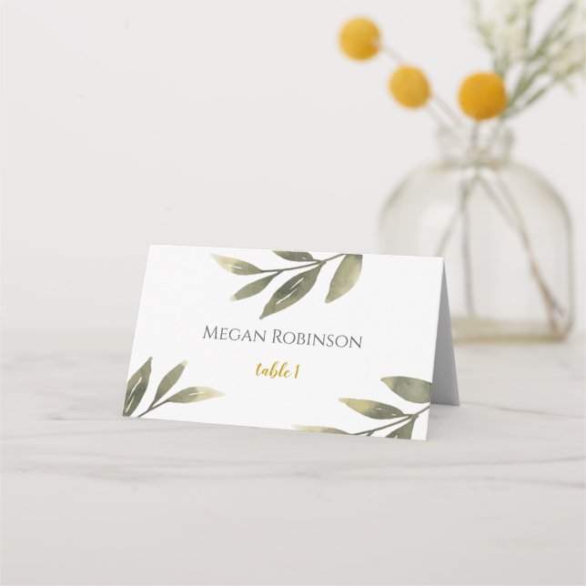 Cartão De Mesa Greenery Floral Wedding Play Card (Frente)