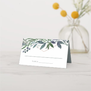 Cartão De Mesa Greenery Geo Casamento Dourado Rosa