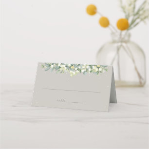 Cartão De Mesa Greige Snowberry+Eucalyptus Casamento no inverno d