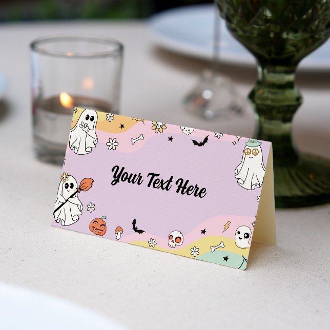 Cartão De Mesa Groovy Ghost Birthday Place Card (Criador carregado)