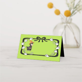 Cartão De Mesa Halloween Llama Wearing Witch's Hat Place Card