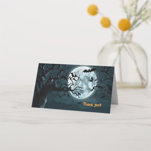 Cartão De Mesa Halloween Um Pequeno Chá de fraldas De Pumpkin Spo (Verso)