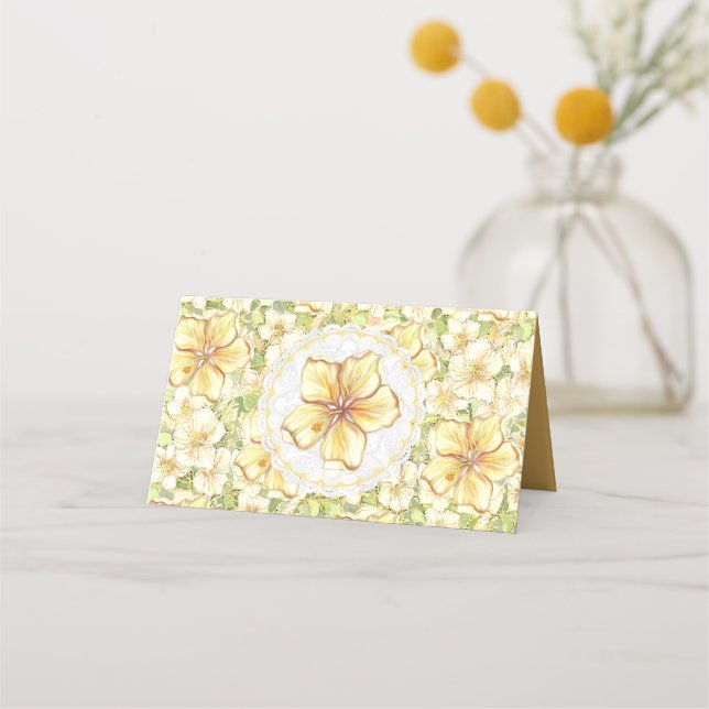 Cartão De Mesa Hibiscus & lace AMARELO (Verso)