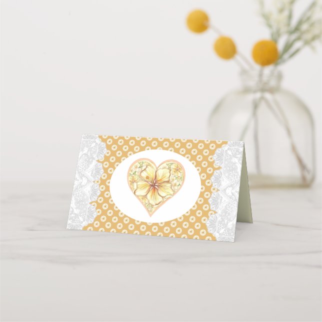 Cartão De Mesa Hibiscus & lace AMARELO (Verso)