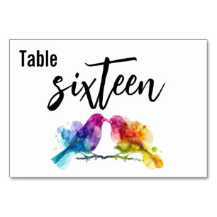 Cartão de mesa horizontal para casamento de Rainbo
