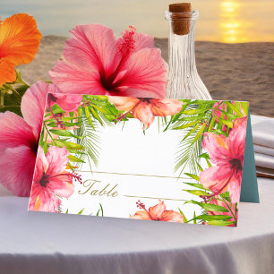 Cartão De Mesa Ilha Paradise Casamento entre palmeiras e flores