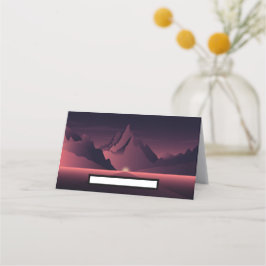 Cartão De Mesa Ilustração do pôr do sol da montanha