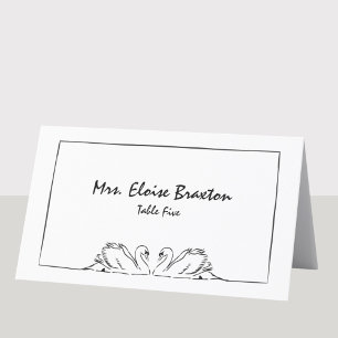 Cartão De Mesa Ilustração simples do Cisne manuscrito de Eterno