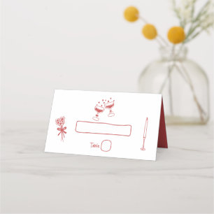 Cartão De Mesa Ilustrações Desenhadas Mão Casamento Doodles Maroo