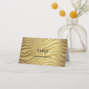 Cartão De Mesa Impressão de Zebra em Bronze Dourado Selva Safari 