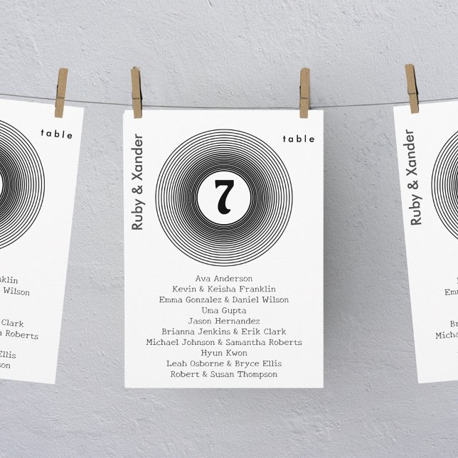 Cartão De Mesa Individual De Álbum Vinyl Record (Vinyl record hanging table number seating cards)