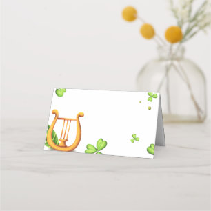 Cartão De Mesa Irish Harp Green Clovers