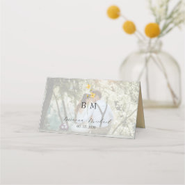 Cartão De Mesa Ivory Floral Photo Wedding