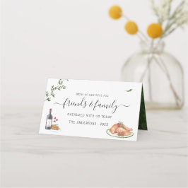 Cartão De Mesa Jantar de Ação de Graças Aquarela Rústica Outono