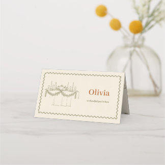 Cartão De Mesa Jantar de Ação de Graças Oliva Arte de Linha Mesa