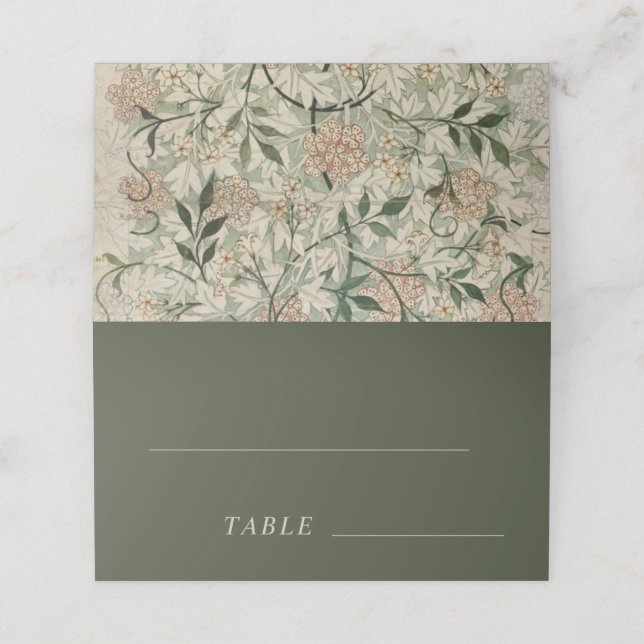 Cartão De Mesa Jardim Elegante Verde de Moss Florais Botânicas Vi (Exterior/Desdobrado)