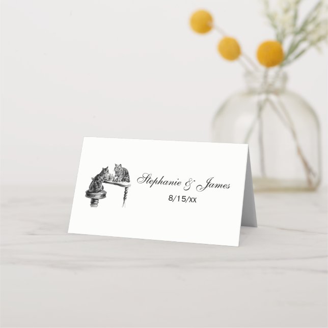 Cartão De Mesa Jogos do conselho: Dois gatos jogando uma partida  (Frente)