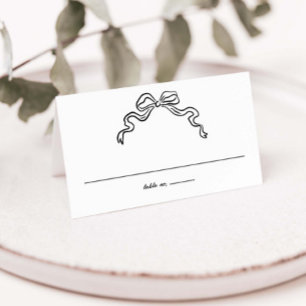 Cartão De Mesa Laço De Fita Elegante Desenho À Mão Casamento