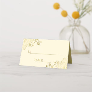 Cartão De Mesa Lacy Dourada em Ivory Cream Elegant Wedding Write-