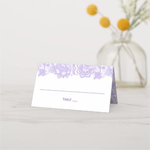 Cartão De Mesa Lanterna Floral Púrpura e rendas