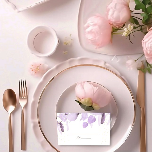 Cartão De Mesa Lavanda Clássica Eucalyptus Glitter Casamento (Criador carregado)