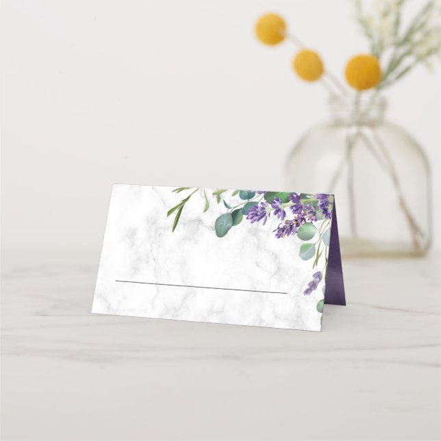 Cartão De Mesa Lavanda rustica e Casamento Eucalyptus Marble (Frente)