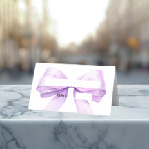 Lavender bow Place Cards Elegant Folded