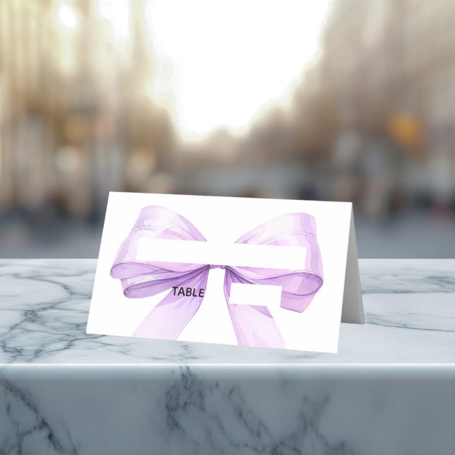 Cartão De Mesa Lavender bow Place Cards Elegant Folded (Criador carregado)