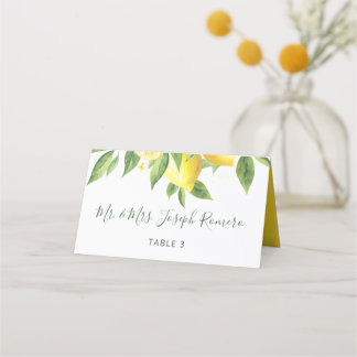 Cartão De Mesa Lemon Watercolor Wedding