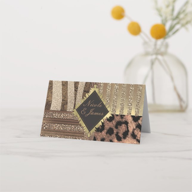 Cartão De Mesa Lioness Safari Jungle Glam Número de Tabela Modern (Frente)