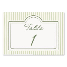 Cartão de Mesa Listrado para Casamento Verde